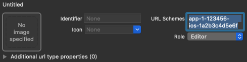 Screenshot dell&#39;interfaccia di configurazione dello schema URL personalizzato di Xcode